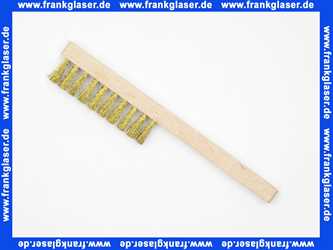 Bürste, Drahtbürste 175 mm lang, 12,5 mm breit, 10 parallele Bürstenreihen, Besatzlänge 75 mm, Besatzhöhe 19 mm. Besatzmaterial Messing gewellt, 0,2 mm Drahtstärke, Werkzeug