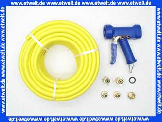 Stecksystem Messing Set 1/2 Zoll Wasser-Pistole, Wasserschlauch 30 m mit 2x Hahnanschlussstück 1x Schlauchstück 1x Schlauchstück mit Wasserstop passend für marktübliche Steckkupplungen max. 16 bar bei +20°C