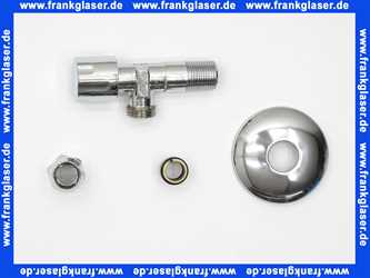 Eckventil DN10 3/8 Zoll x Quetschverschraubung 3/8 - 10mm mit Längenausgleich und Schubrosette