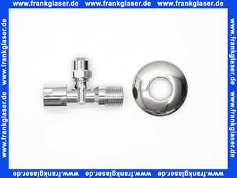 Eckventil DN15 1/2 Zoll x Quetschverschraubung 3/8 - 10mm mit Längenausgleich und Schubrosette