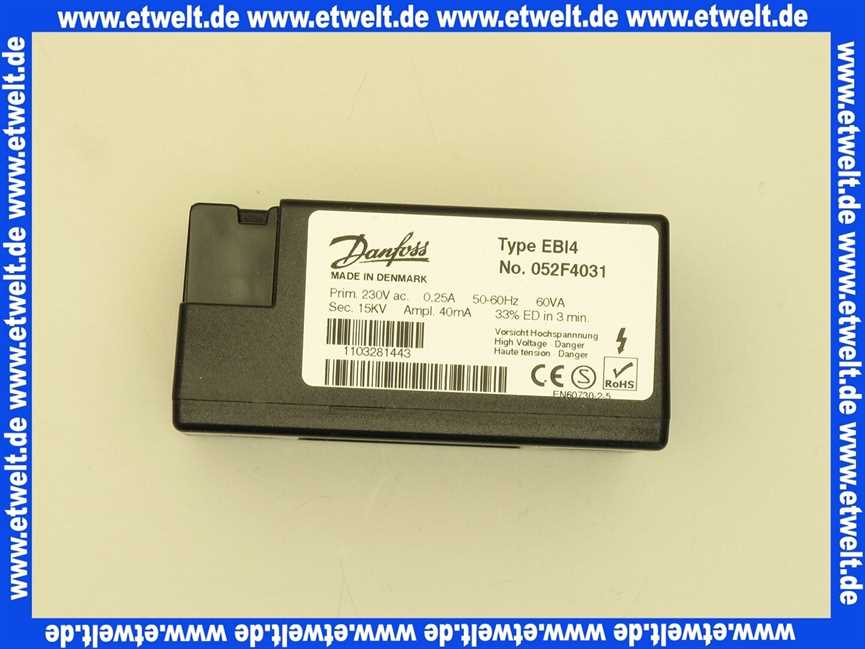 87185750990 Sieger Zündeinrichtung Danfoss EBI V4 für KUB 19,27-3, TS 10-19,-27