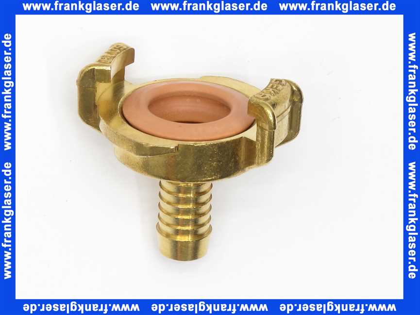 GEKA plus Schlauchstück K 1/2 Zoll 13mm Schlauchstutzen für Trinkwasser, Messing, beigerote NBR Formdichtung, Schnellkupplung Klauenkupplung Schlauchkupplung