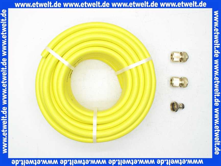 Stecksystem Messing Set 1/2 Zoll Wasserschlauch 20 m mit je 1 Hahnanschlussstück Schlauchstück Schlauchstück mit Wasserstop passend für marktübliche Steckkupplungen max. 16 bar bei +20°C